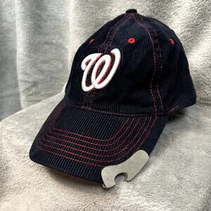 Washington Nationals Baseball Cap Built in Bottle Opener Corduroy Blue